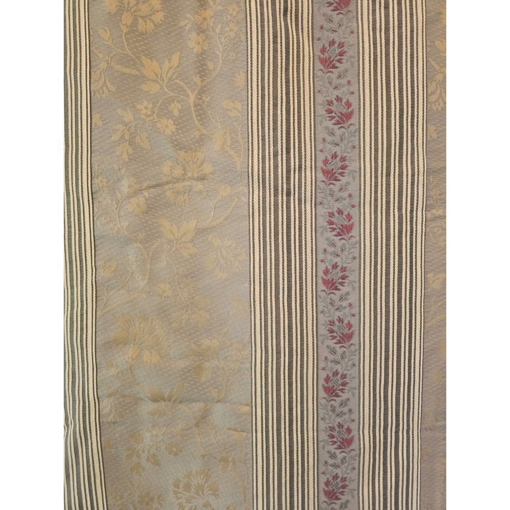 Vintage 90s Wamsutta Lined WindowCurtain Panel 80x84 Floral Damask Striped Taupe